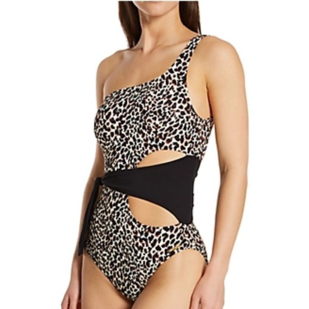 Vince Camuto Tanzania Cheetah One Shoulder One Piece‎ Swimsuit 12